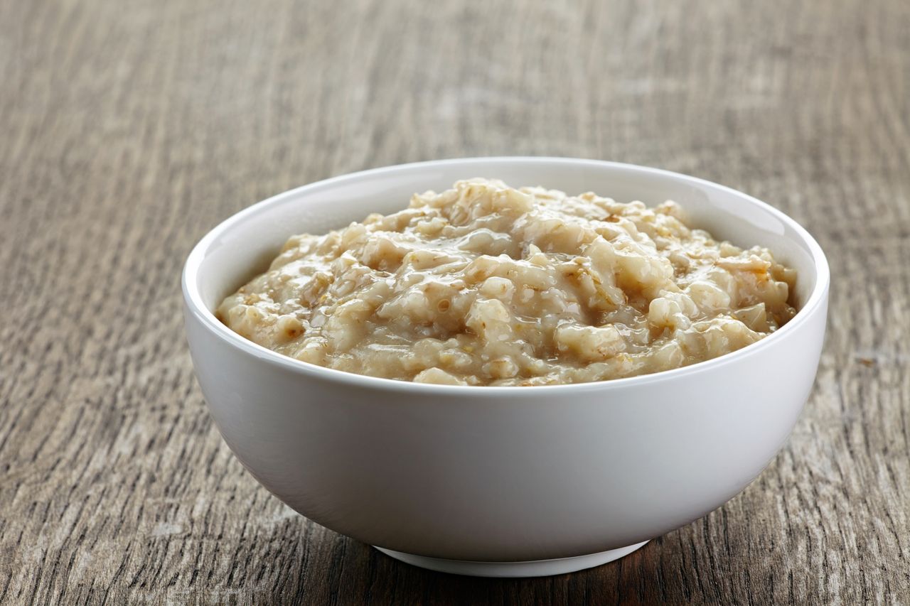 Oatmeal in a white bowl