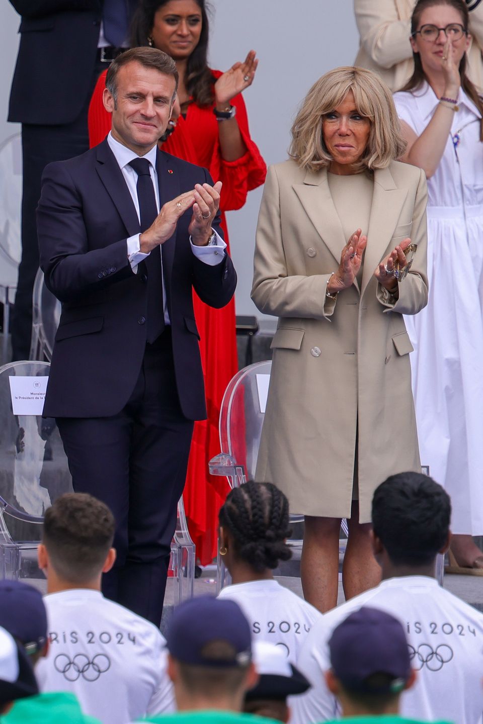 Brigitte Macron i jej mąż Emmanuel Macron celebrują Dzień Bastylii