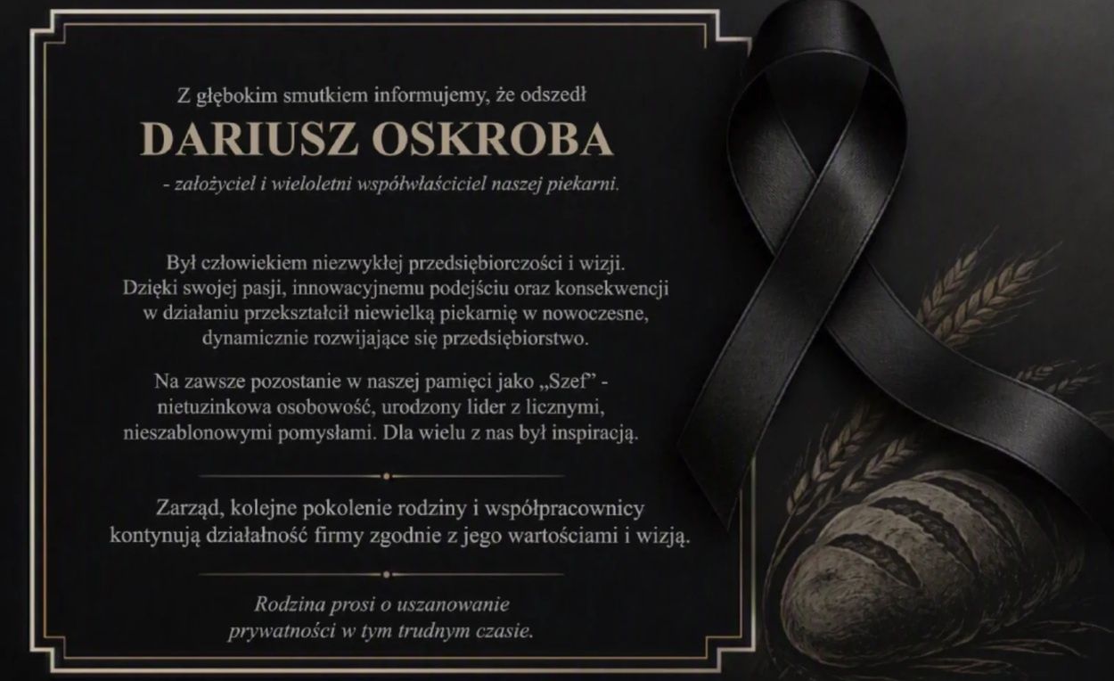 Nekrolog Dariusza Oskroby