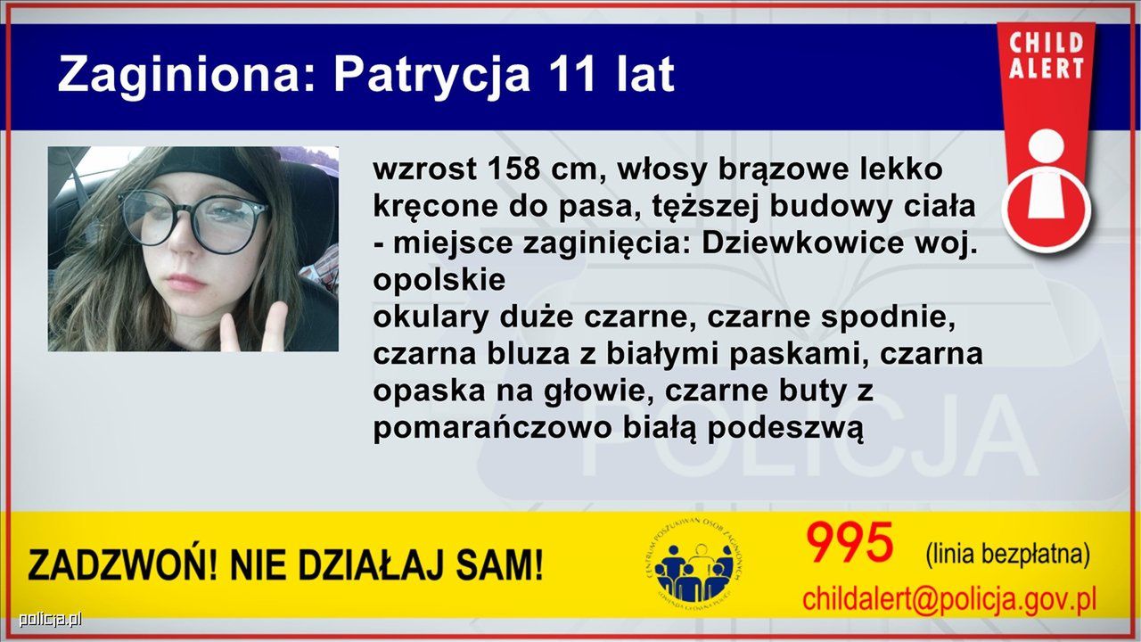 Zaginęła 11-letnia dziewczynka. Ogłoszono Child Alert
