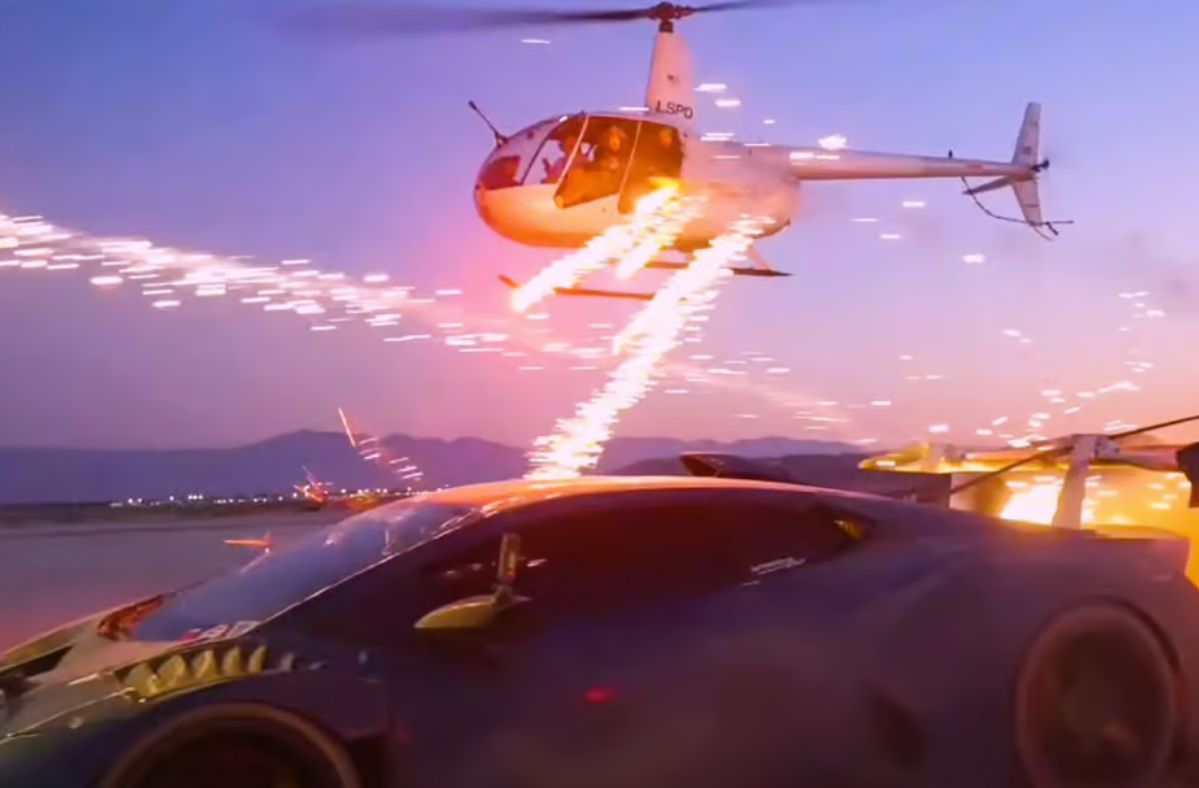 GTA scenes in real life. Youtuber Alex Choi faces arrest over shooting fireworks from a helicopter at a drifting Lamborghini