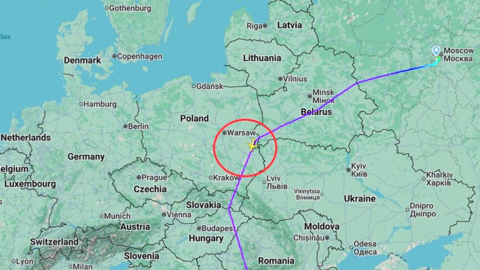 Lot pasażerski z Moskwy do Hurghady, nad Polską, 11 września