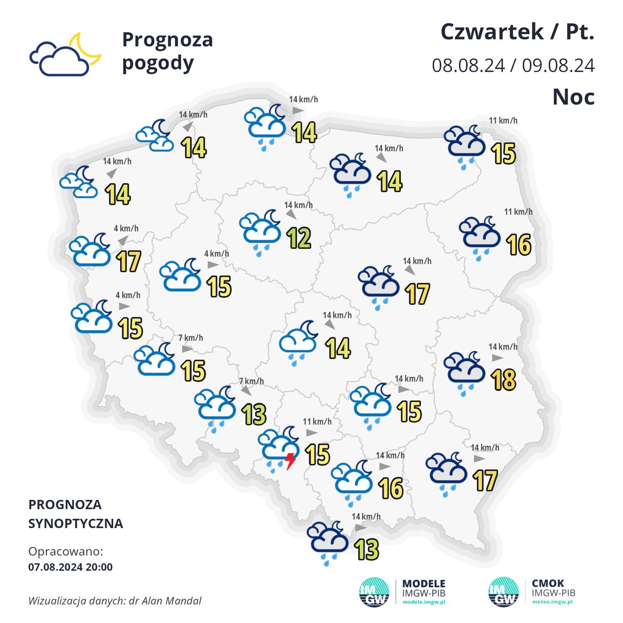 Prognozowana pogoda w nocy z czwartku na piątek 