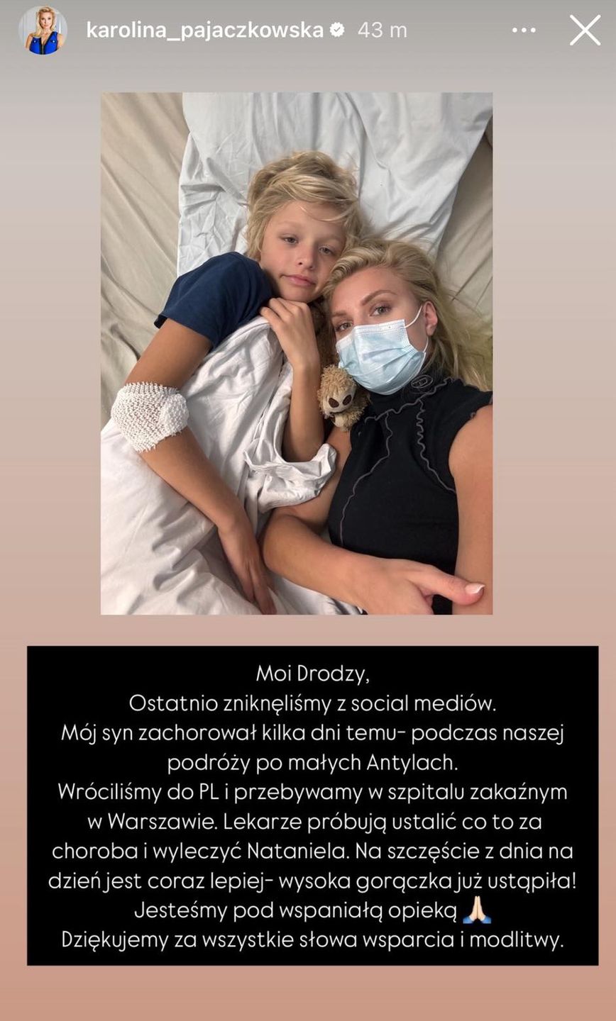 Karolina Pajączkowska towarzyszy synowi w szpitalu