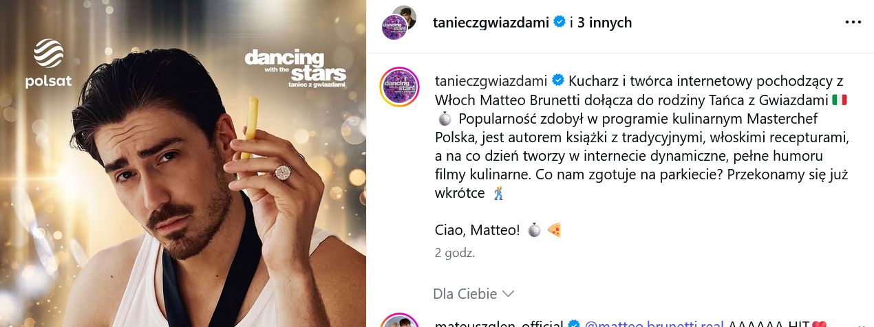 Matteo Brunetti  oficjalnie ogłoszony przez "Taniec z gwiazdami"