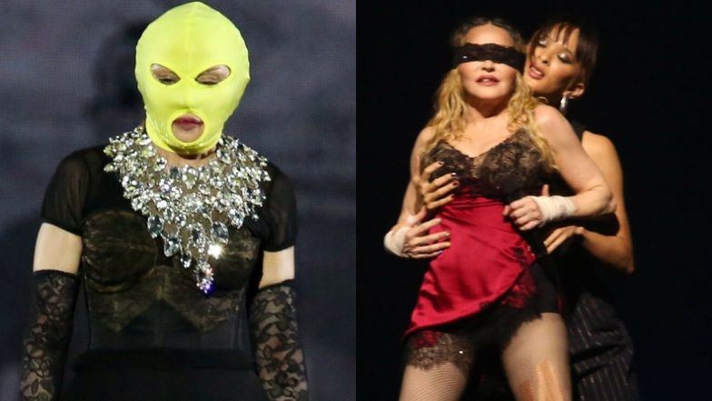 Madonna KISSES AND HUGS a half-naked dancer on stage in Rio de Janeiro