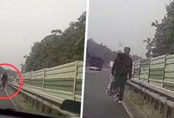 Bezmyślność na autostradzie. Pieszy łapał "stopa" na A4