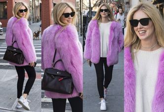 #TRENDY: Ciężarna Chiara Ferragni w różowym futrze