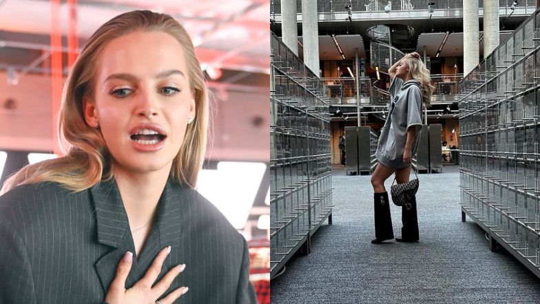 Karolina Pisarek pozuje w bibliotece. "Czuję się jak obcy"