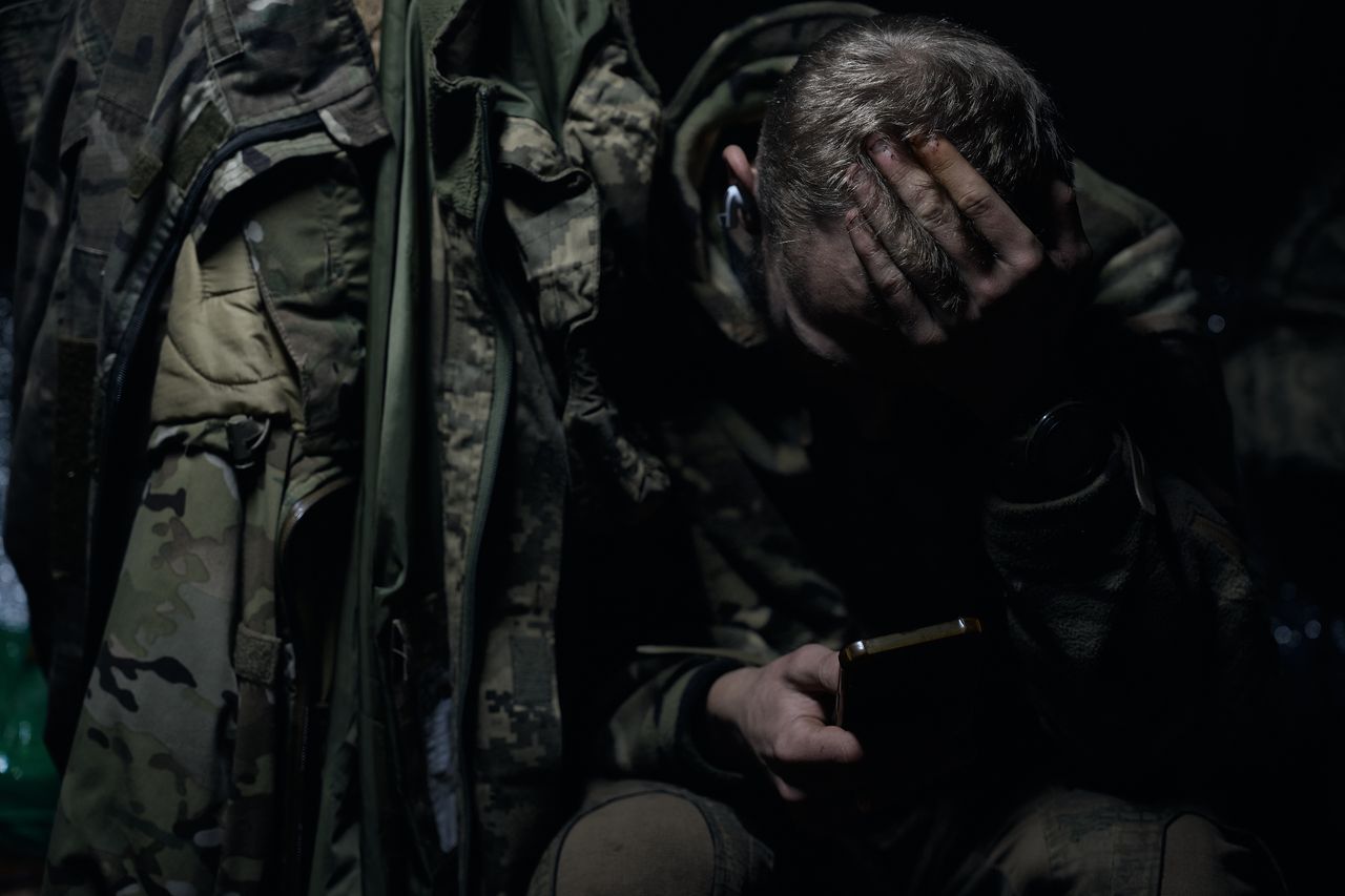 A Ukrainian soldier in the Luhansk region in Ukraine