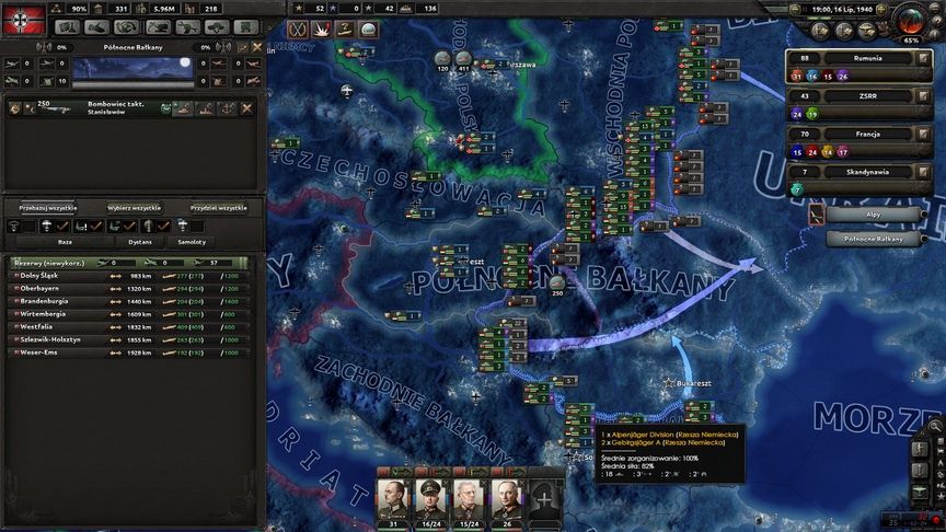 Hearts of Iron IV - rozkład dywizji