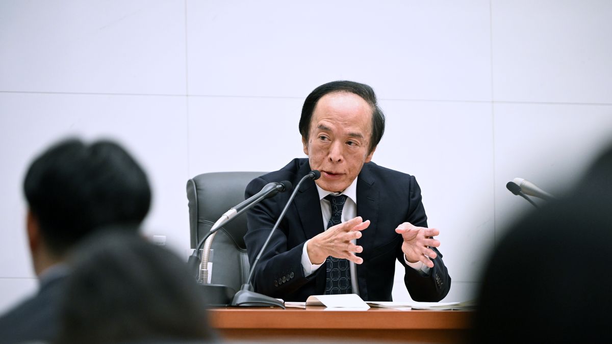 Kazuo Ueda, governor of the Bank of Japan (BOJ), during a news conference at the central bank's headquarters in Tokyo, Japan, on Friday, Dec. 19, 2025. The Bank of Japan raised its benchmark interest rate to the highest in 30 years and said more increases are in the pipeline if conditions allow, in a sign of growing conviction that it can attain the stable inflation target it has pursued for more than a decade. Photographer: Akio Kon/Bloomberg via Getty Images