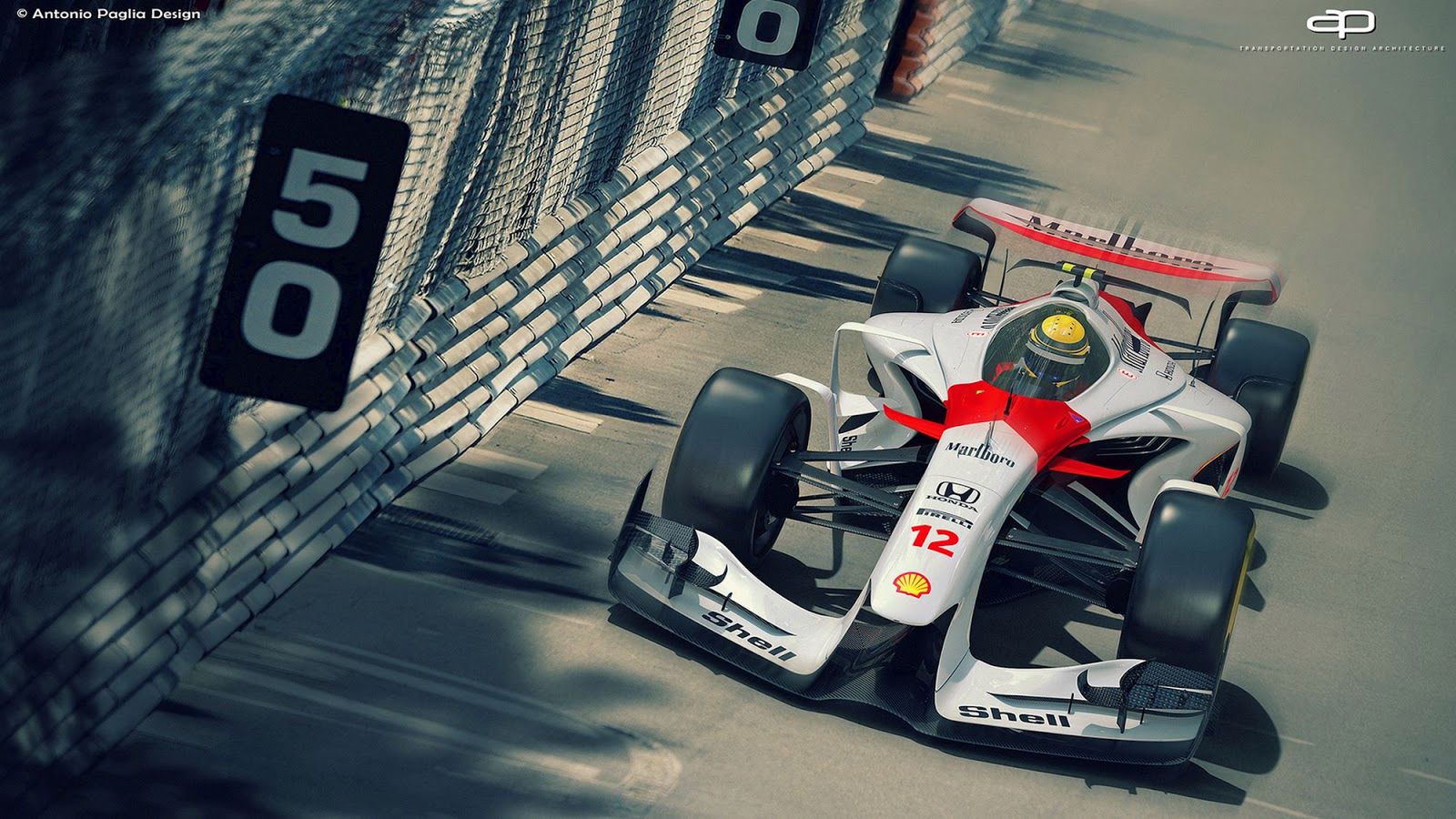 A tak Antonio Paglia wyobraża sobie bolid McLarena - w biało-czerwonych barwach, przywołujących na myśl takie legendy jak Ayrton Senna czy Alain Prost. Na podobne barwy liczyli kibice po związaniu się stajni z Hondą.