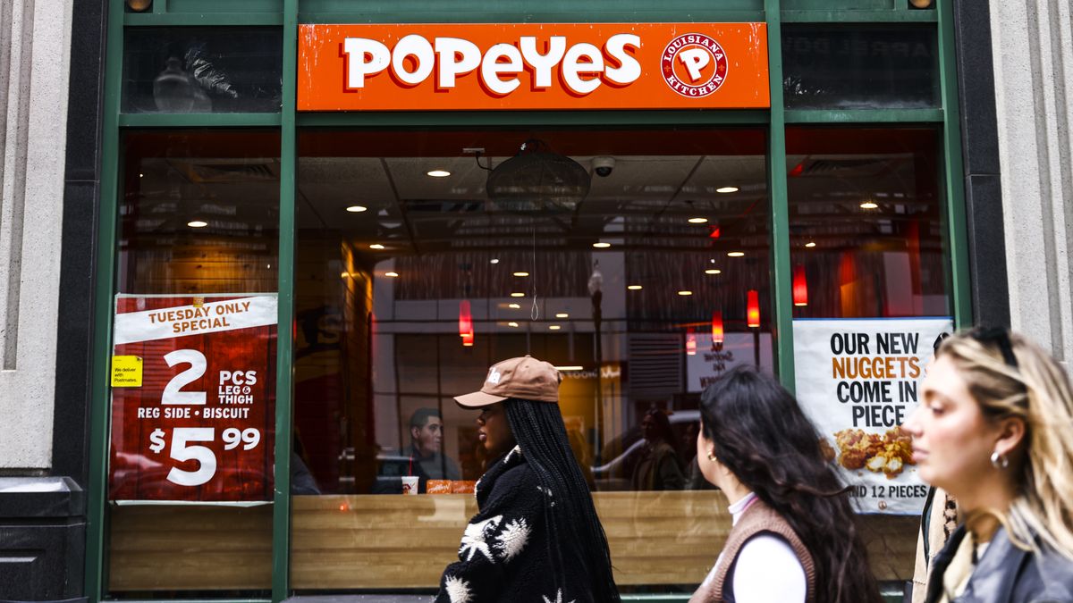 Popeyes restaurant is seen in Chicago, United States, on October 14, 2022. (Photo by Beata Zawrzel/NurPhoto via Getty Images)