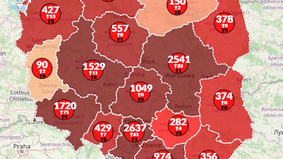 Mapa koronawirusa w Polsce