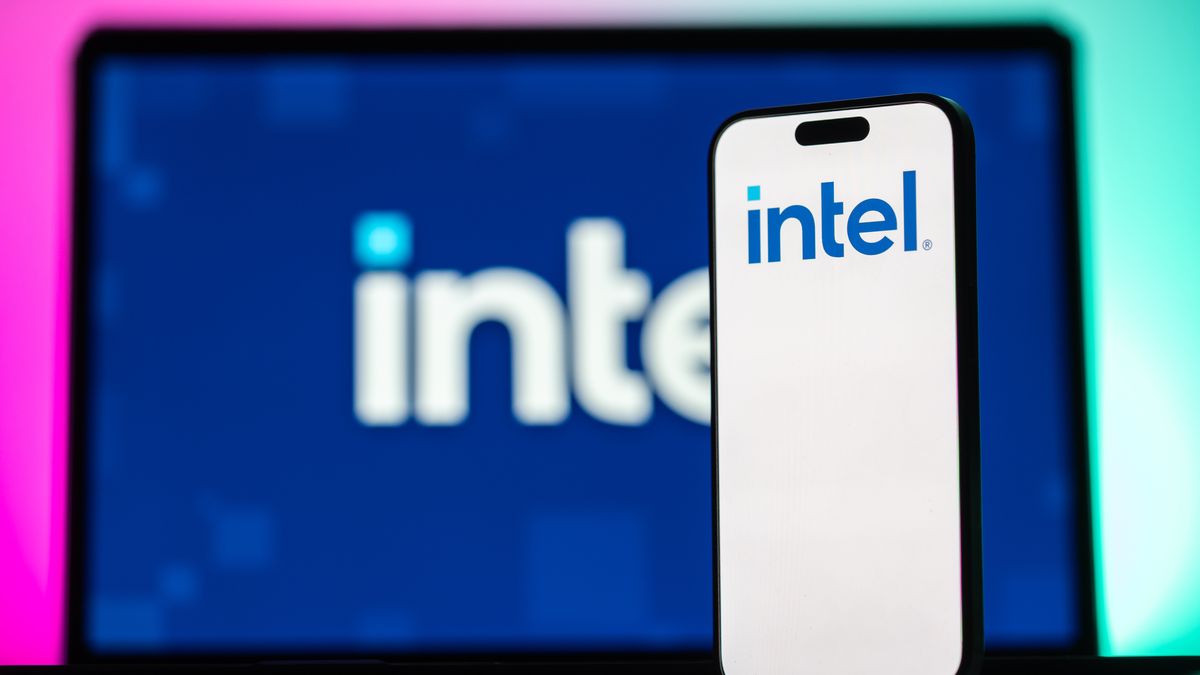 ANKARA, TURKIYE - APRIL 11: In this photo illustration logo of ''Intel'' is displayed on a mobile phone screen in front of a computer in Ankara, Turkiye on April 11, 2024. (Photo by Omer Taha Cetin/Anadolu via Getty Images)