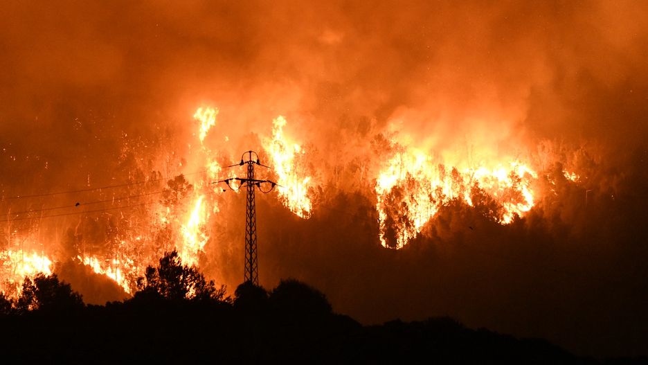 CEUTA, SPAIN - SEPTEMBER 08: View of the fire declared in Ceuta, on September 8, 2022, in Ceuta, Spain. The forest fire, which started on September 8 and is now perimetered, has burned "about 100 hectares of land". This represents 5% of the total area of the city according to the estimates of the emergency services, which makes it the largest in the recent history of the North African Spanish town. (Photo By Antonio Sempere/Europa Press via Getty Images)