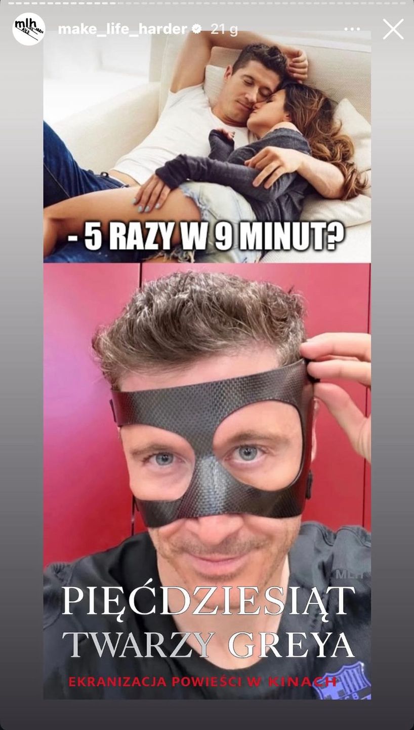 Robert Lewandowski w masce bohaterem memów 