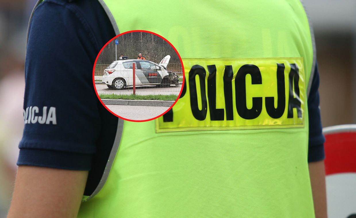 Pijany policjant rozbił samochód i uciekł do lasu