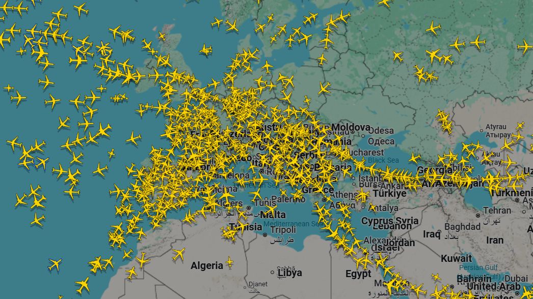Mapa w FlightRadar24