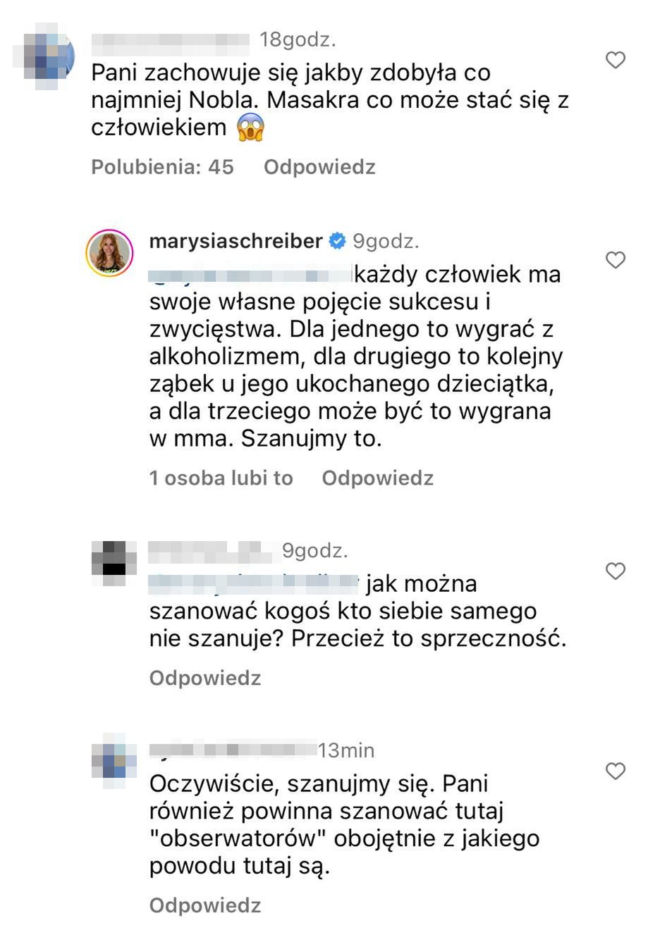 Dyskusja Marianny Schreiber z "fanami"