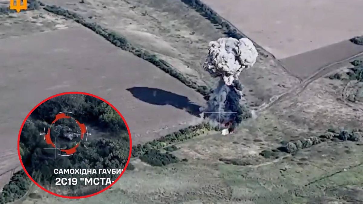 Rosyjska armatohaubica 2S19 Msta-S została zniszczona gdzieś na froncie w Ukrainie