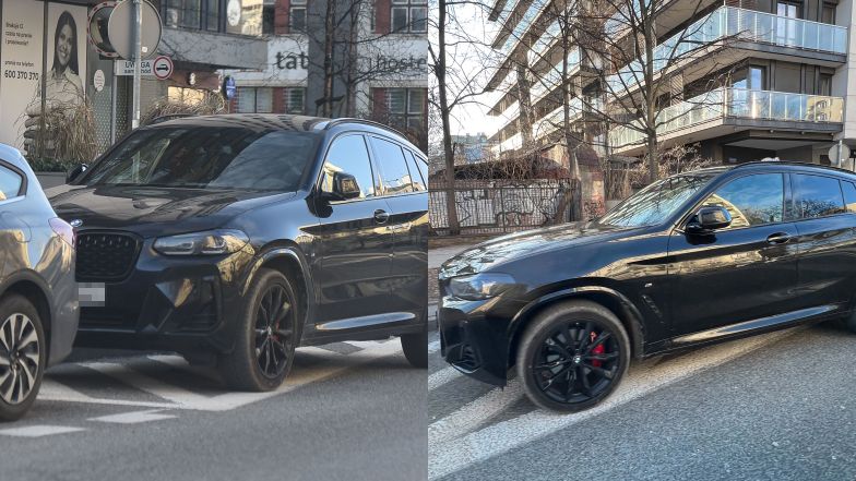 Marcin Hakiel parkuje BMW w niedozwolonym miejscu