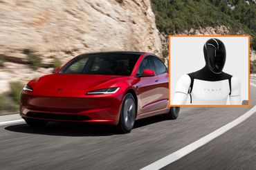 Auto Tesla i robot Optimus, fot. materiały prasowe