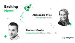 Mateusz Czajka chief delivery officer w Netguru. Aleksandra Prejs head of growth