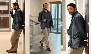 Michał Żurawski sączy napój przed rozprawą rozwodową. Roma Gąsiorowska nie pojawiła się w sądzie (ZDJĘCIA)