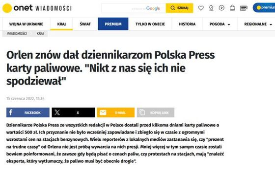 Sąd: nie było presji na dziennikarzy Polska Press, Onet powinien sprostować. W tle - teksty o cenach paliw