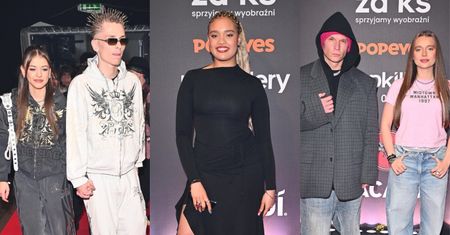 Wymyślnie ubrani celebryci szturmują galę rozdania nagród: zakochani Bambi i OKI, Sara James w butach yeti, Pniewski z córką