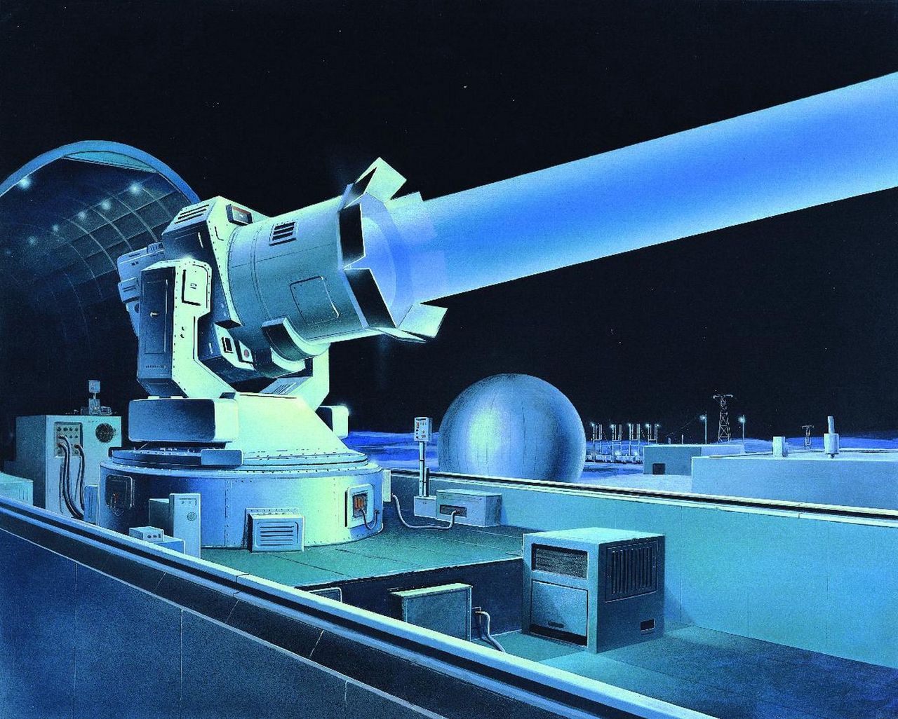 Amerykańska wizualizacja z lat 80., przedstawiająca radziecki laser antysatelitarny