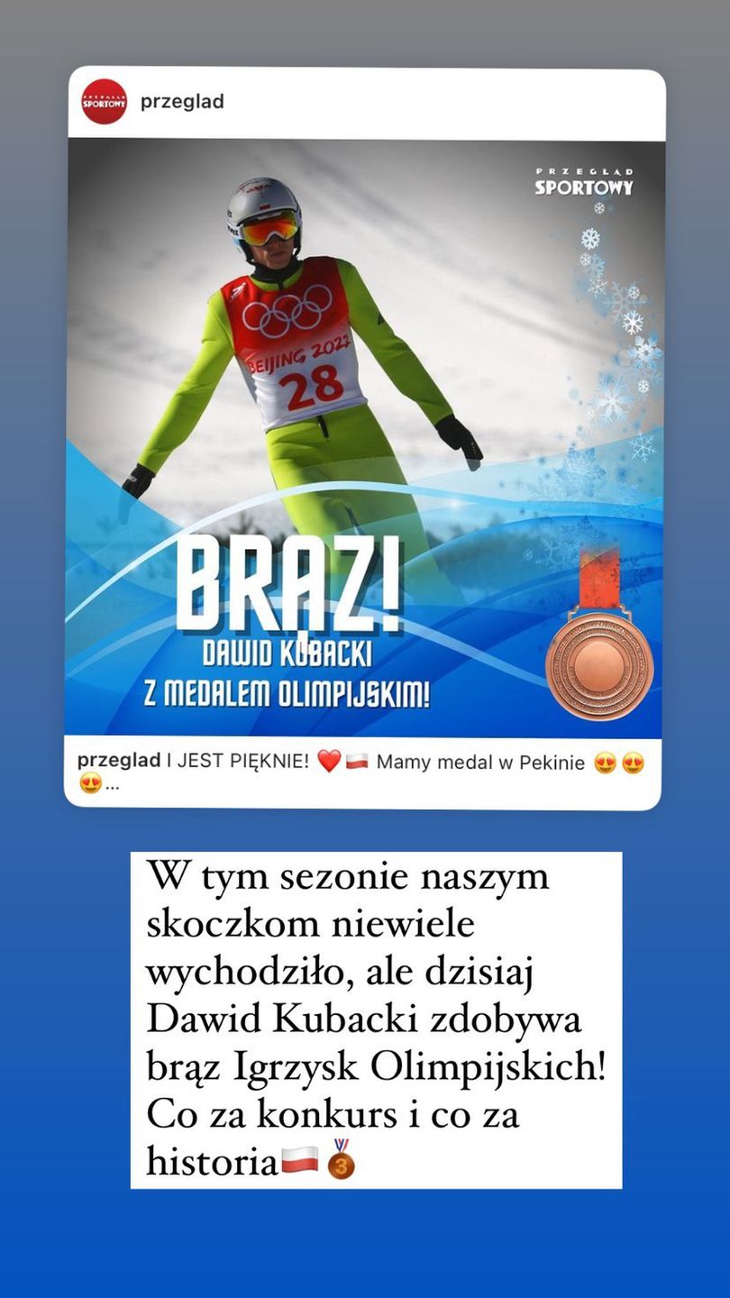 Pola Lis gratuluje Dawidowi Kubackiemu