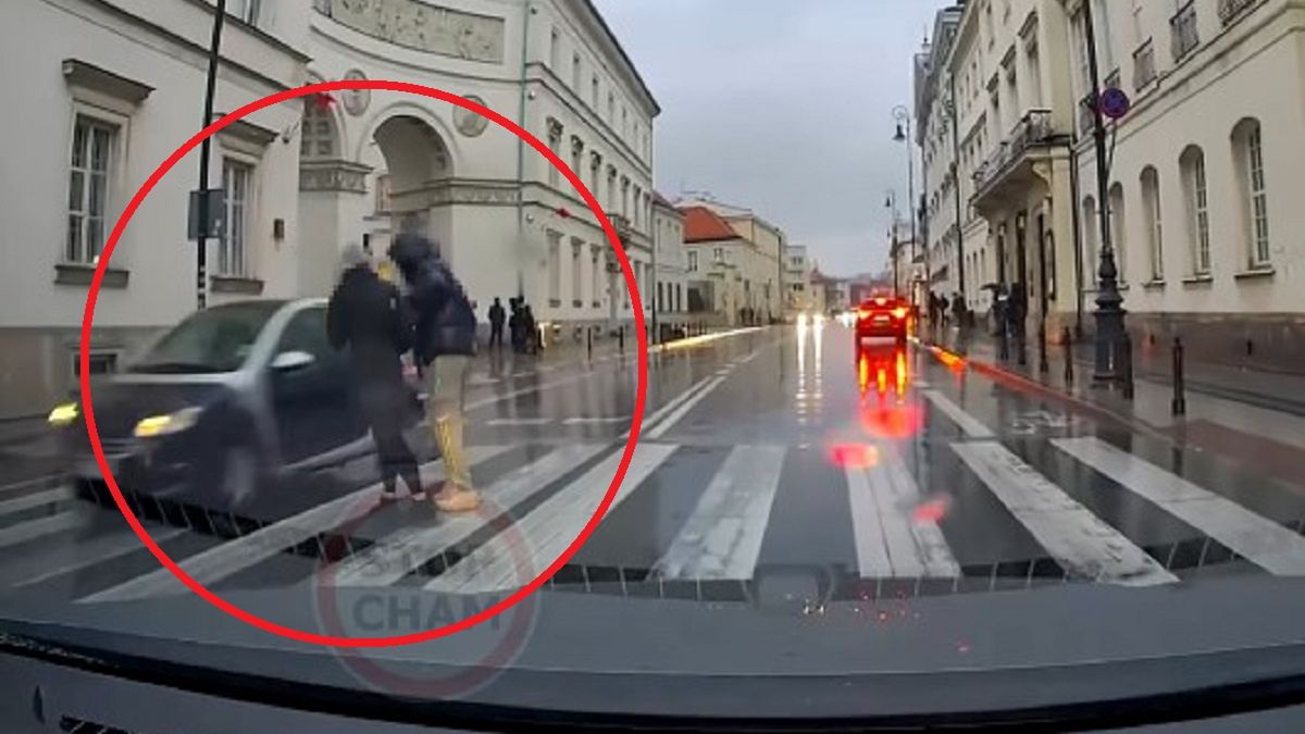 Niebezpieczna sytuacja nagrana w Warszawie.