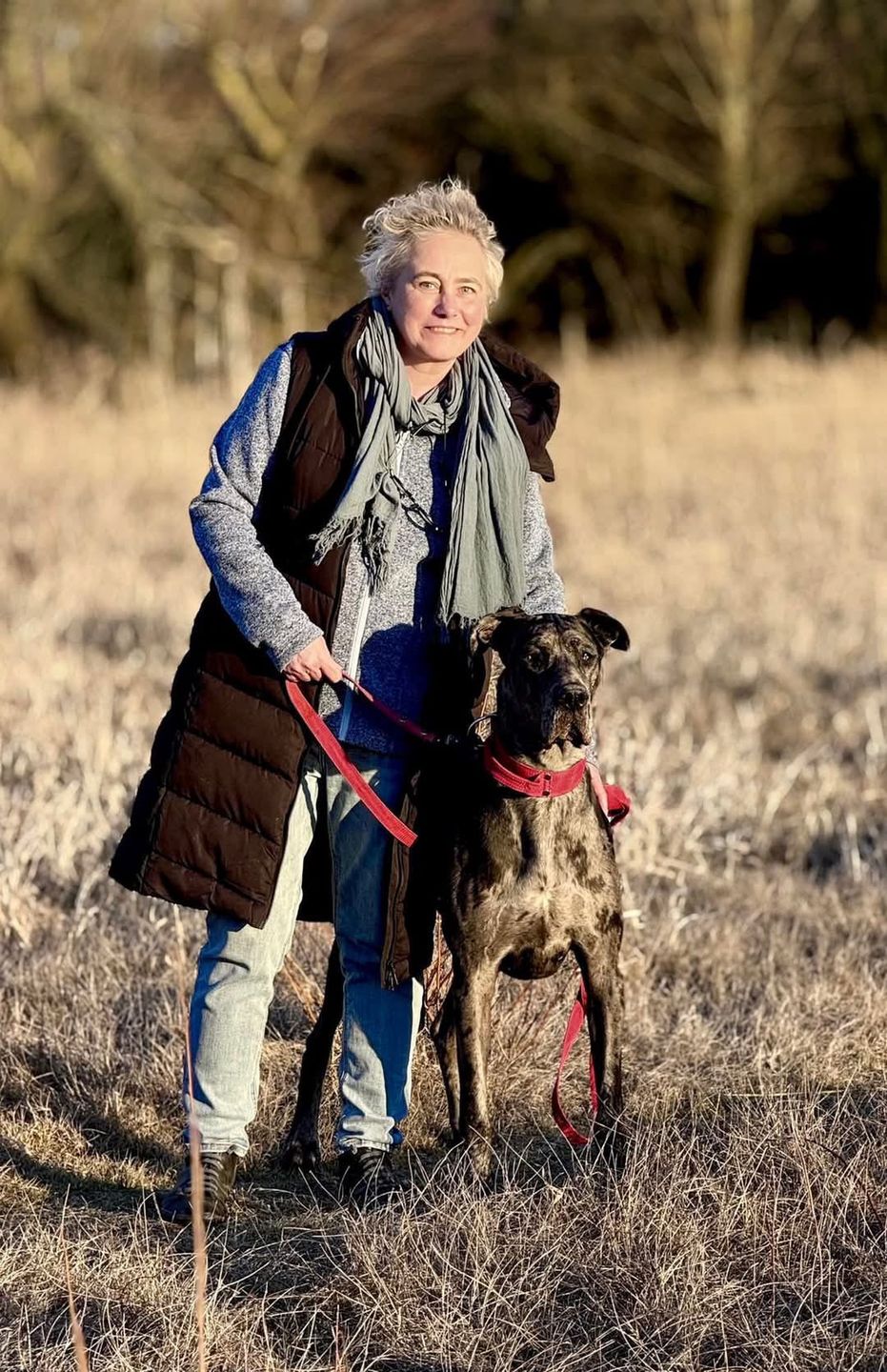 Ewa Dyżakowska i jeden z jej dogów, Bera