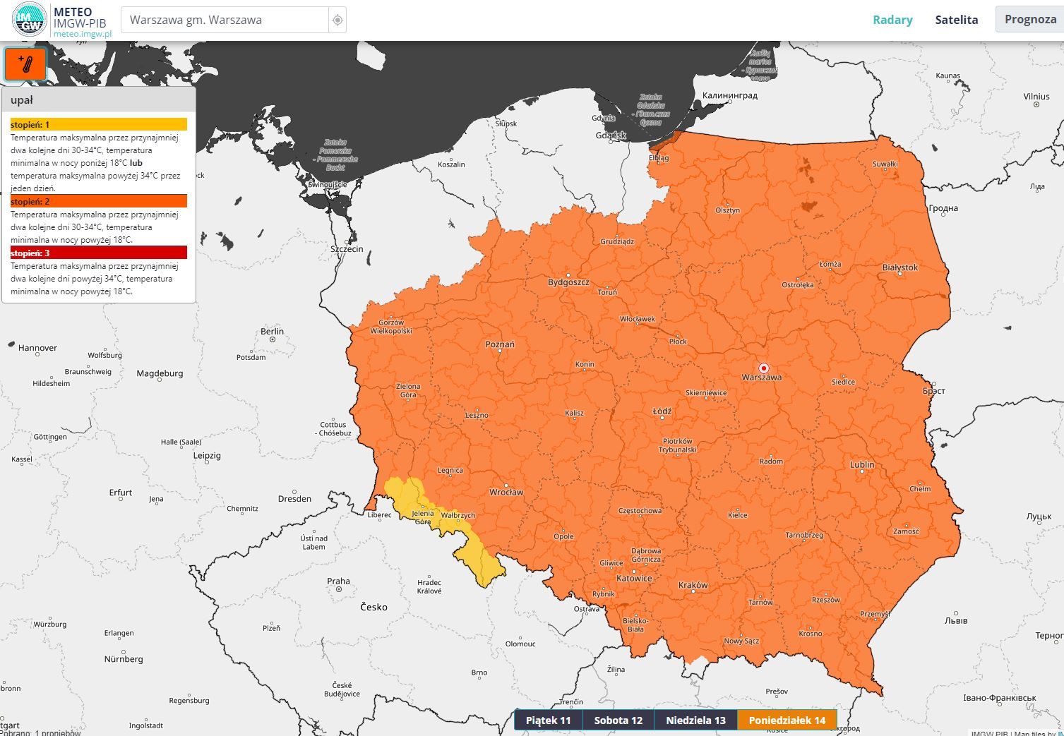IMGW zamierzy wydać ostrzeżenia pierwszego i drugiego stopnia przed upałami od poniedziałku 15 sierpnia