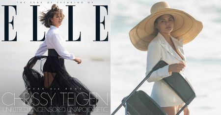 Wystylizowana Chrissy Teigen targa krzesło po plaży