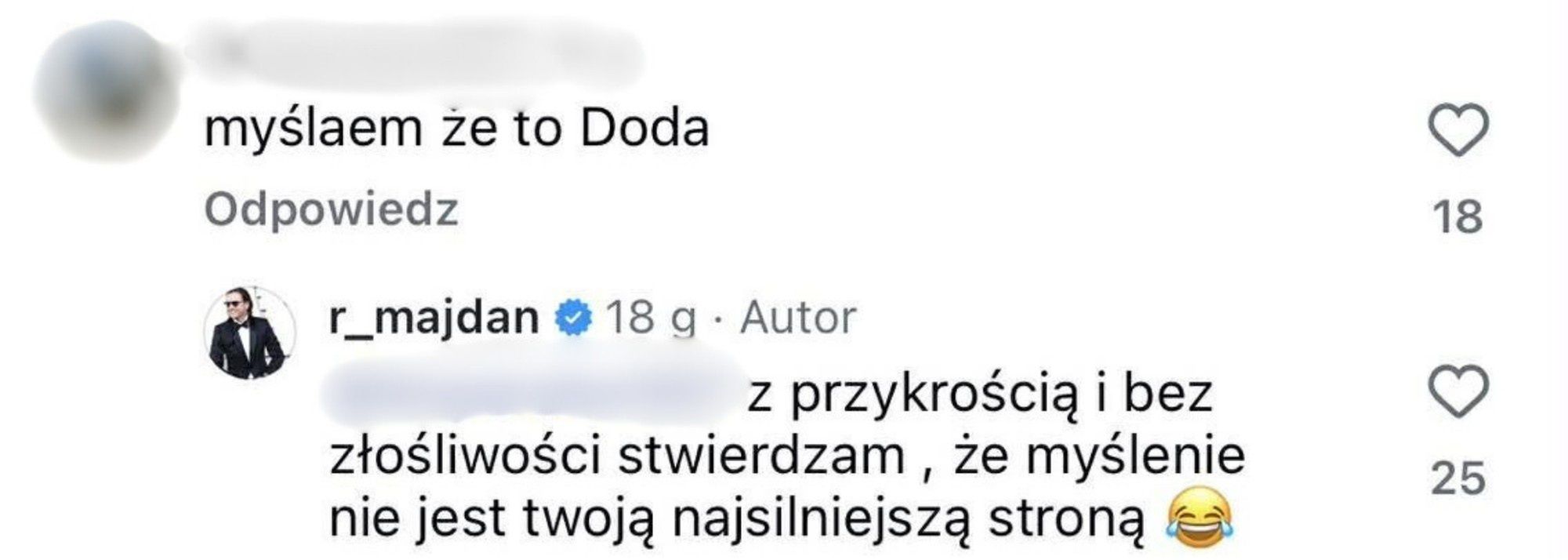 Radosław Majdan odpowiada na komentarze
