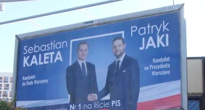 Błąd ortograficzny w nazwie warszawskiej dzielnicy na plakacie wyborczym byłego rzecznika Ministerstwa Sprawiedliwości