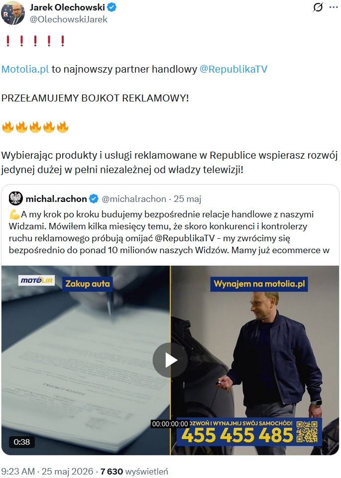 Wpisy o współpracy Republiki z Motolia.pl