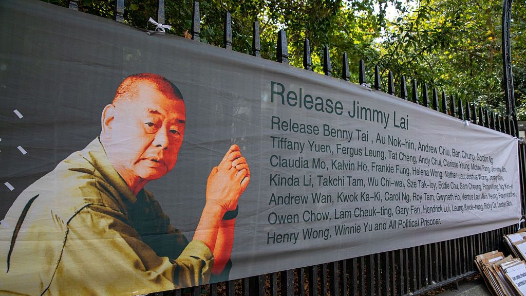A pro Jimmy Lai banner is tied to the railings during a
LONDON, UNITED KINGDOM - 2025/08/23: A pro Jimmy Lai banner is tied to the railings during a demonstration. Hong Kong community members, residents and activist groups marched in central London to protest the proposed building of a new Chinese mega Embassy. It is anticipated that in the coming weeks, the UK government will approve the construction of the proposed embassy in the City of London. The project has encountered significant opposition from residents and anti-CCP activists. (Photo by James Willoughby/SOPA Images/LightRocket via Getty Images)
SOPA Images
demonstration, proposed building, mega, new chinese mega embassy, hong kong community, project, activists, members, demo, banner, chinese, rally, banners, residents, construction