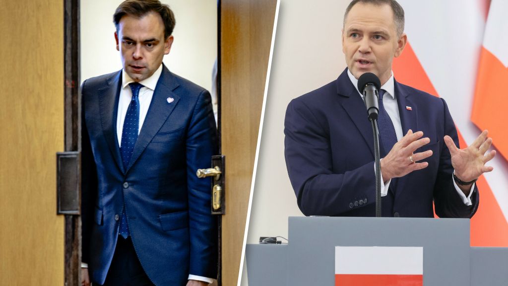 Minister finansów i gospodarki Andrzej Domański oraz prezydent Karol Nawrocki