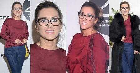 Szczupła Karolina Szostak w okularach na ściance (ZDJĘCIA)