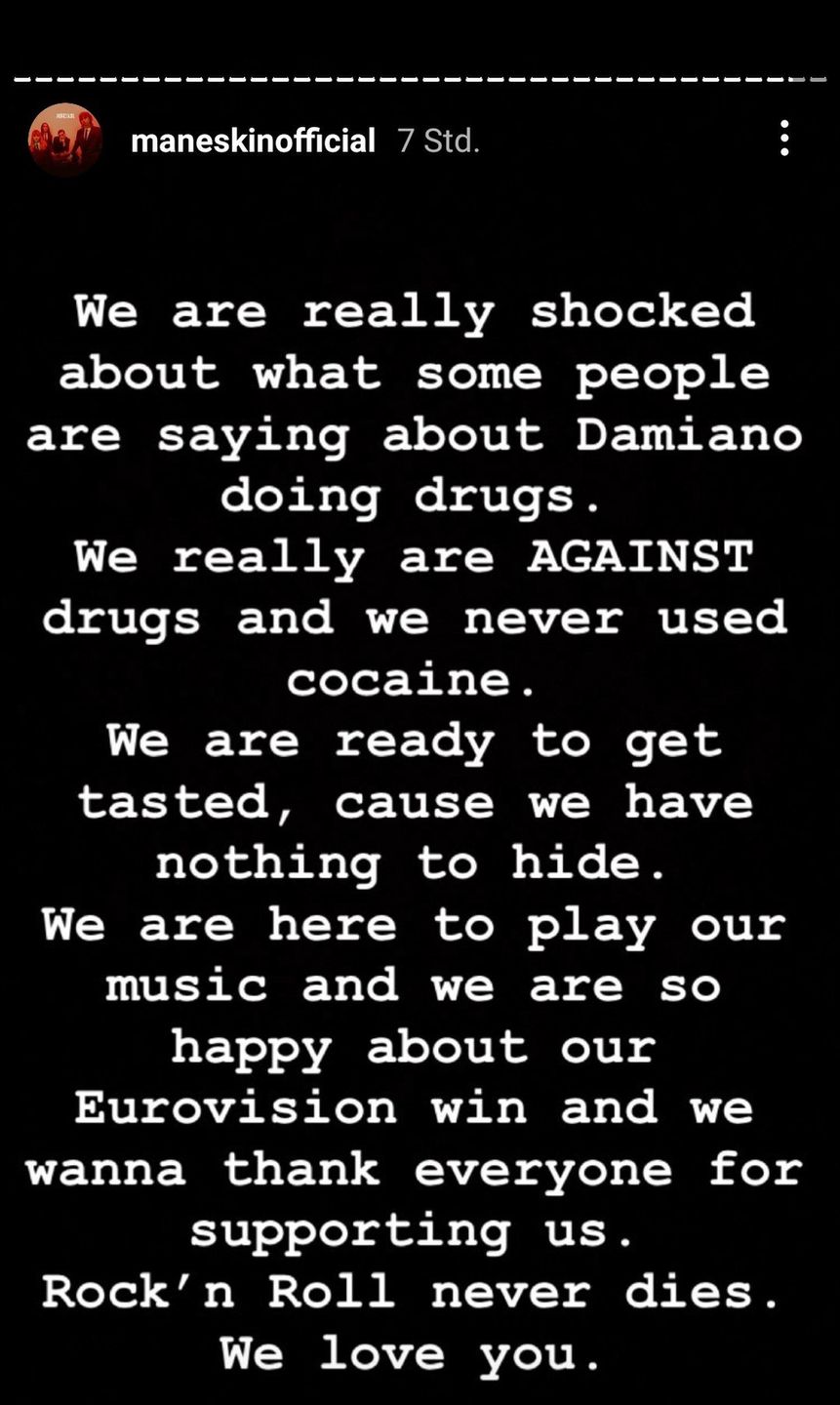 Damiano David z Maneskin jest posądzany przez internautów o wciąganie kokainy podczas finału Eurowizji 