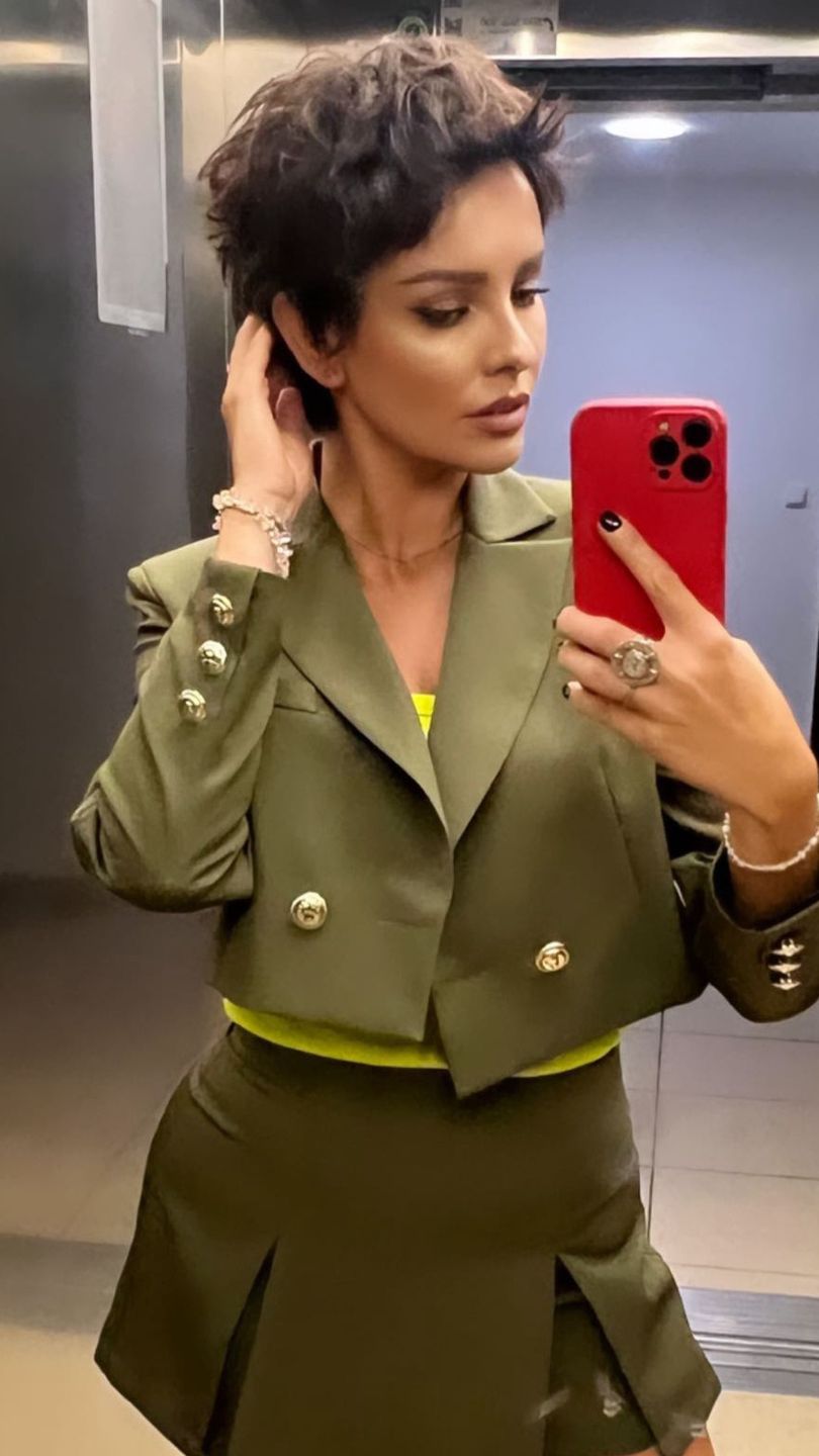 Dorota Gardias w zielonym komplecie