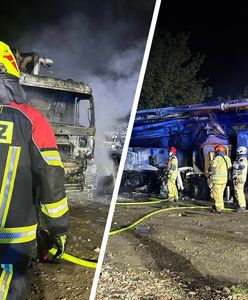 Pożar pod Warszawą. Ogień objął dwie ciężarówki