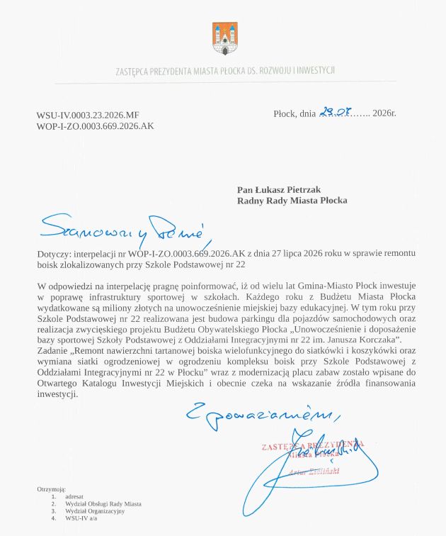 Odpowiedź Urzędu Miasta 