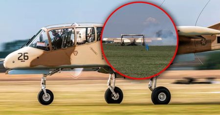 Chwile grozy w Lesznie. OV-10 BRONCO lądował bez podwozia