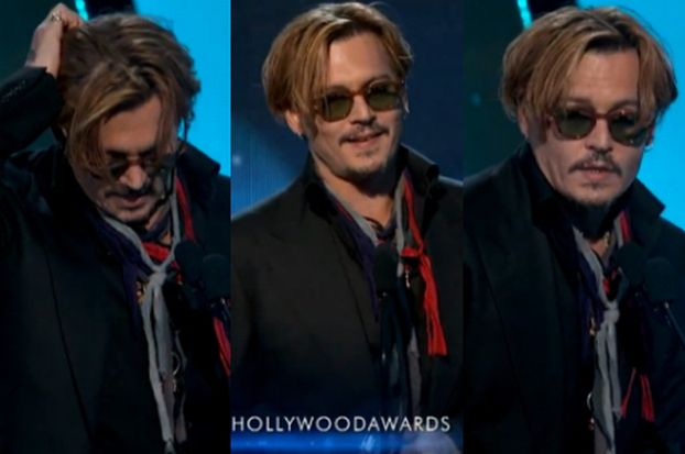 KOMPLETNIE PIJANY Johnny Depp na rozdaniu Hollywood Film Awards! (WIDEO)